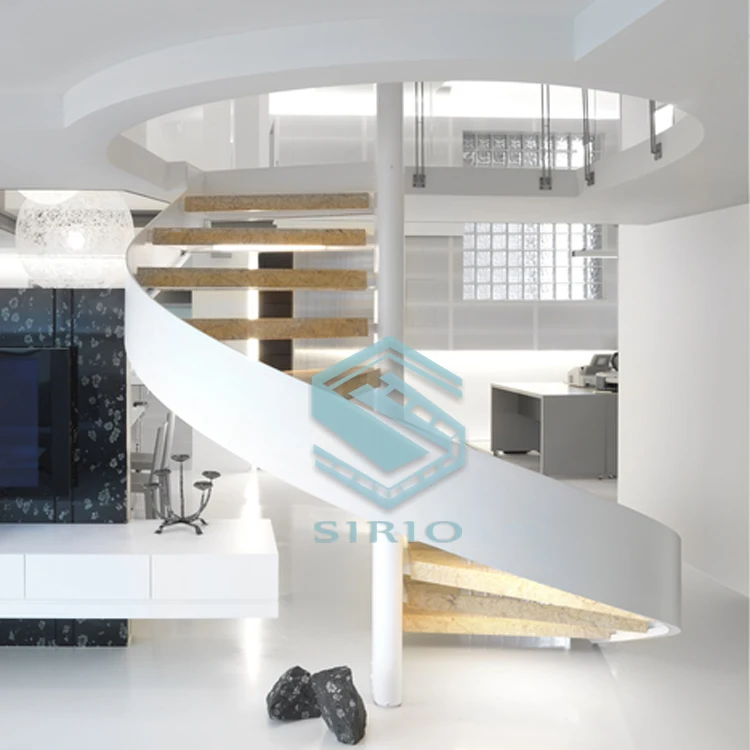 Сильный Стрингер винтовая лестница Крытый винтовая лестница стекло древесины лестницы