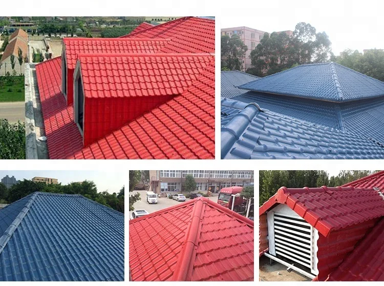 Green villa building material spanish roof synthetic resin tile