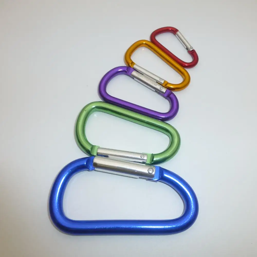 Carabiner Keychains Manufacturer Wholesale Cheap Aluminum Decoration Custom Logo Opp Bag D-shaped Metal Carabiner All Anodized