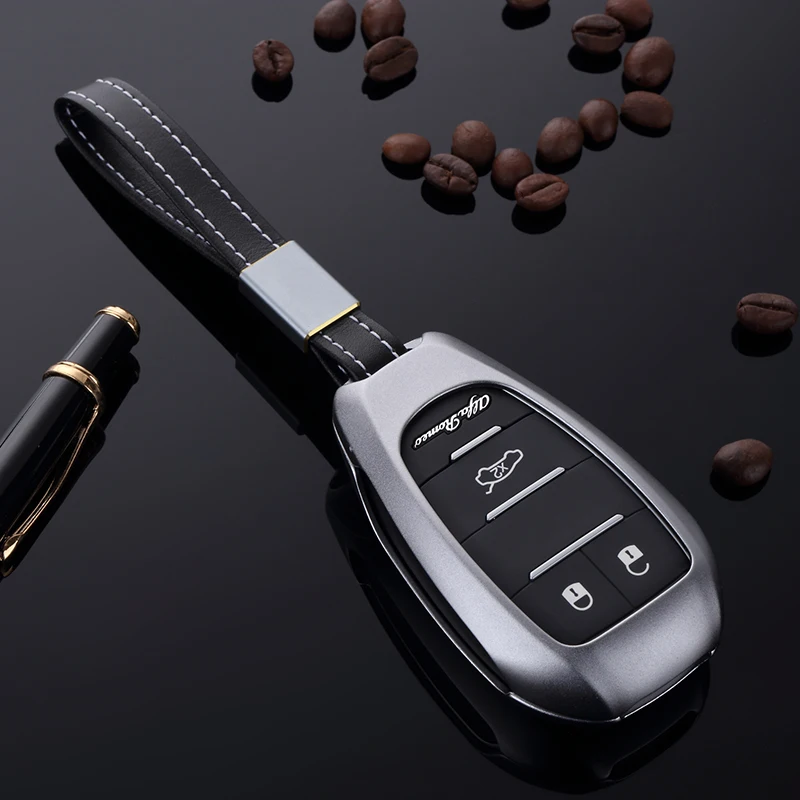 Hot Black Key Fob Cover For Aluminum Metal Smart Keyless Remote Entry Key Fob Case Holder for 2017+ Alfa Romeo Giulia