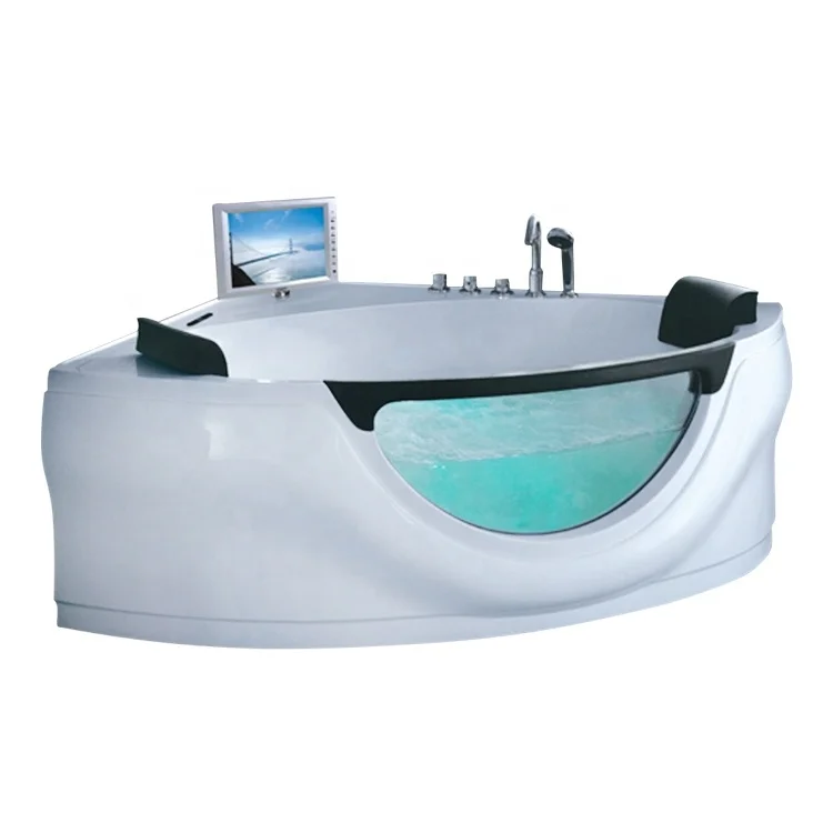 Two people cheap corner bathtub whirlpool massage bathtub with TV