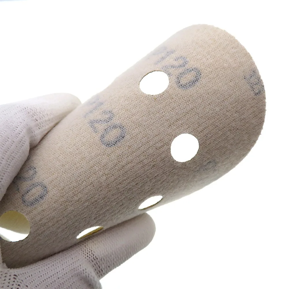 100pcs/box round sandpaper 125mm Yellow color dry sand paper abrasive sanding paper sanding disc with 8 holes for automotive