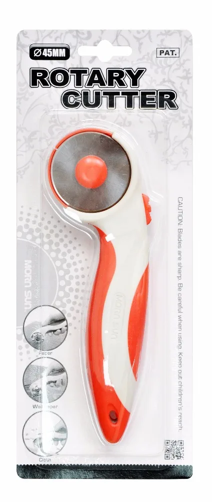 Taiwan 45mm Safety Lock Soft Grip Leather ergonomic plastic paper quilt rotary cutter for quilting