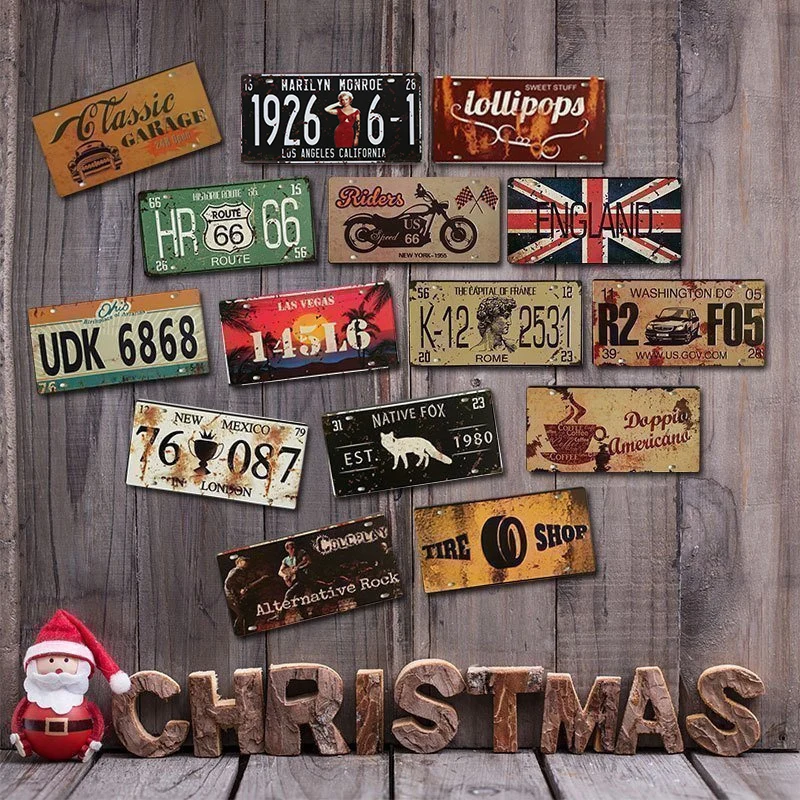 
Most popular custom wall hanging metal tin sign square bar style vintage decoration nostalgic retro tin metal signs 