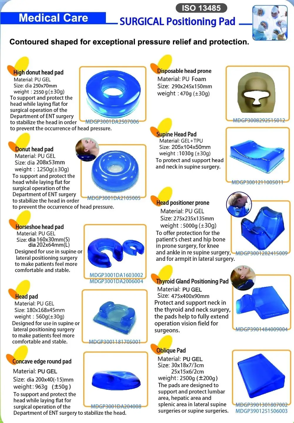 Taiwan Supine Medical Grade Supplies Doughnut Head Pad Soft Gel Positioning Pads High Quality TPU Operating Table Accessories