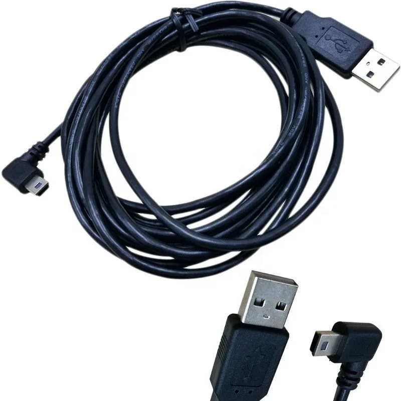 MINI USB  5Pin  5P  camera cable Left  angle Male to USB 2.0 A male plug Cable 3m