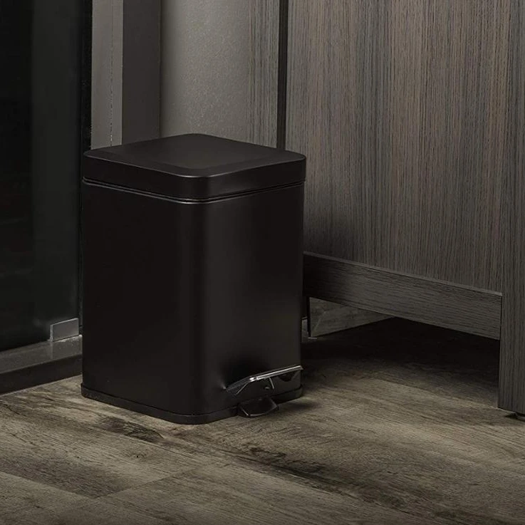 STAINLESS STEELl SQUARE PEDAL BIN KITCHEN TRASH CAN
