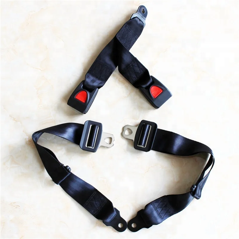 Black Double 2 Point Retractable ATV Quad Safety Seat Belt Buckle Universal Adjustable