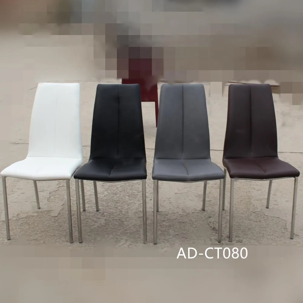 Wholesale  Leather Modern Chrome Black PU Dining Chair Design