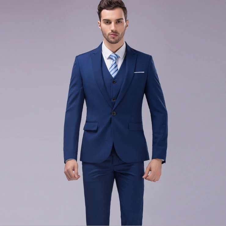 
Fashion (Jacket+Pants+Vest) Bridegroom Business Dress Wedding Suits Men Red Blazer 
