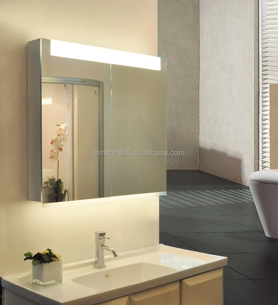 
Elegant design illuminated bathroom mirror medicine cabinet with LED lighting 