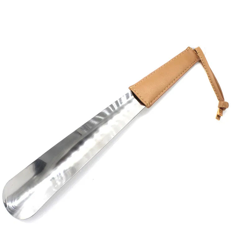 38cm stainless steel leather portable long shoe horn for seniors