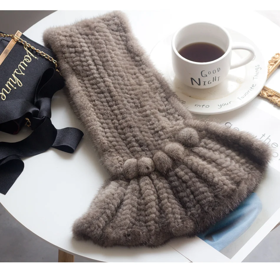 Зимние 5 цветов вязать реального норки шеи обернуть снуд шаль шарф