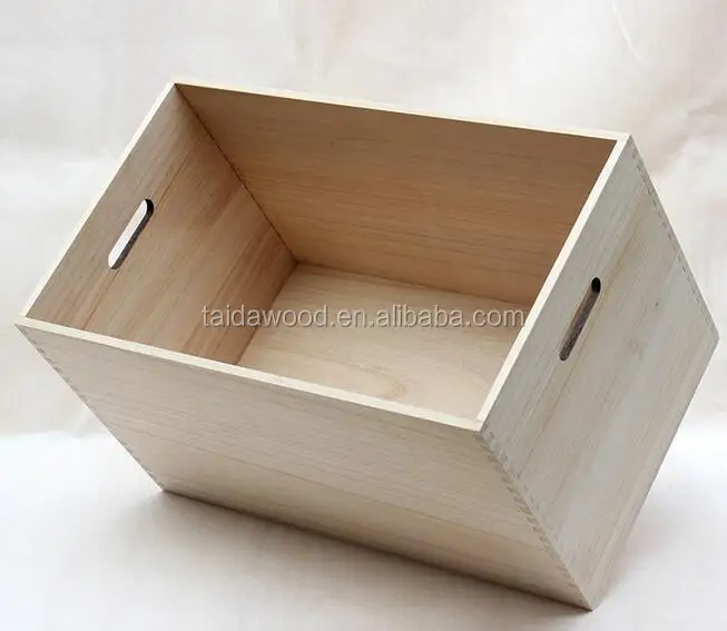 cheap paulownia wood box , crate wooden storage box ,No lid