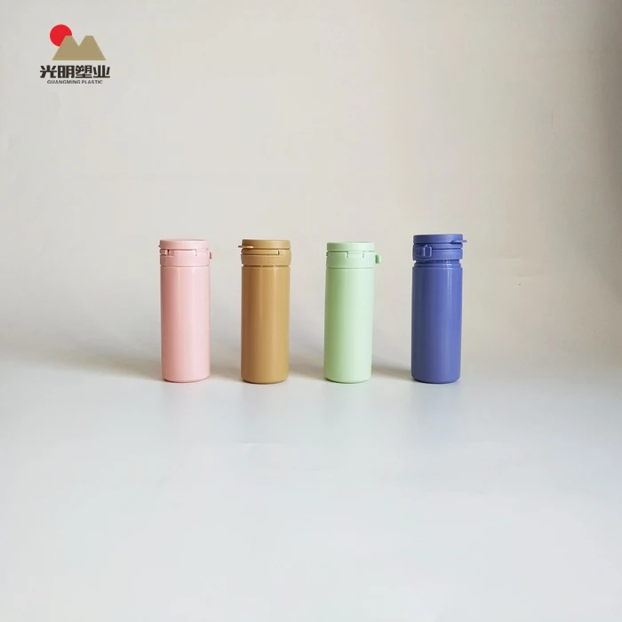 50ml round HDPE plastic candy container  chewing gum bottle vitamin bottles with ring-pull cap