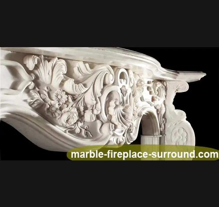 Hand carved freestanding outdoor travertine stone gas fireplaces mantel