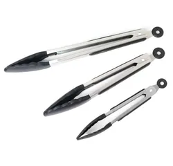 3 Pack Silicone Kitchen Tongs Bbq Tongs Stainless Steel Food Tong