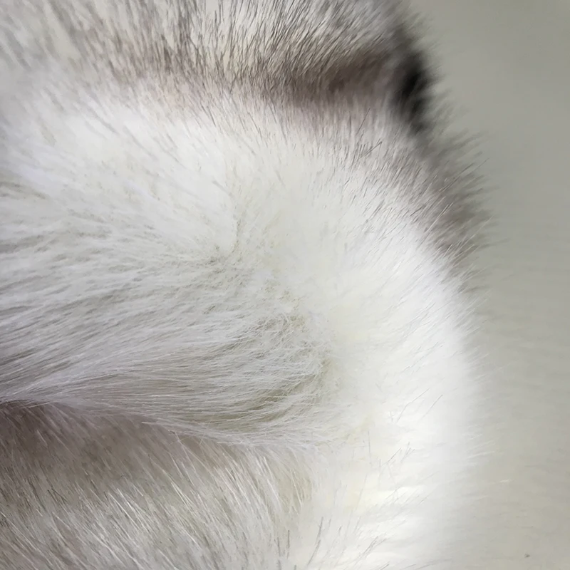 
Free Sample White Black Stripe Faux Fox Fur Fabric 