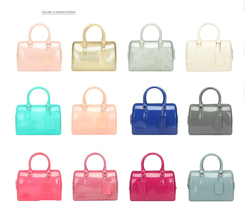 
glitter jelly bag tote bag clear pillow pvc candy jelly bag 