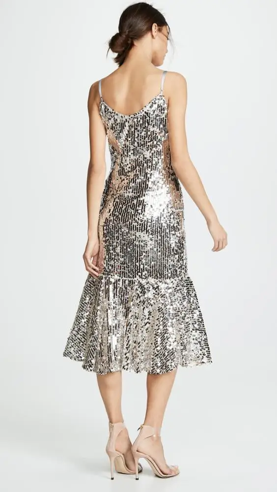 Fashion custom adjusted strap sleeveless halter sequin sexy women cloths long evening party maxi Dresses