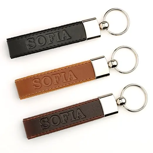 Leather Personalized Keychains Custom Leather Key chains Engraved Elegant Keyrings with Rings for Keys