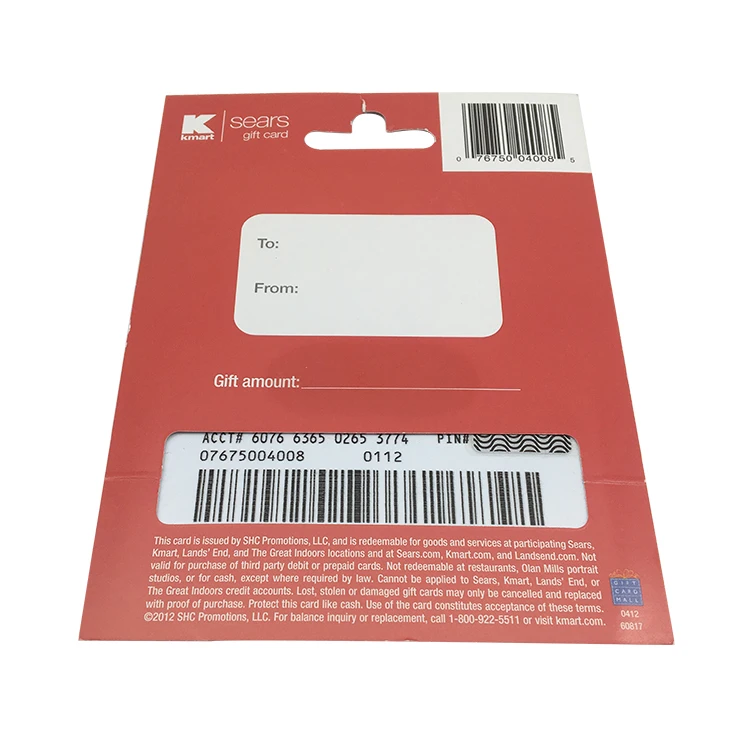 Factory Price RFID Card Packing Customized CR80 Barcode Backer Card Plastic RFID Gift Card Sleeve