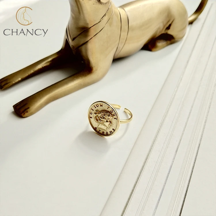 
Hot sale 925 sterling silver big gold coin finger ring 
