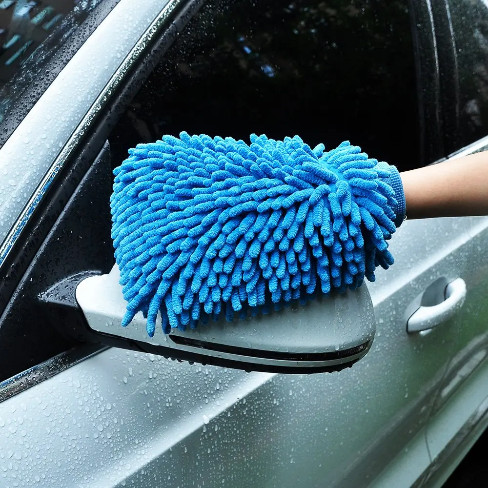 Car Wash Mitt - Double Side Premium Chenille Microfiber - Ultra-soft Wash Glove for Car Cleaning - Scratch-Free Not Fall Wool