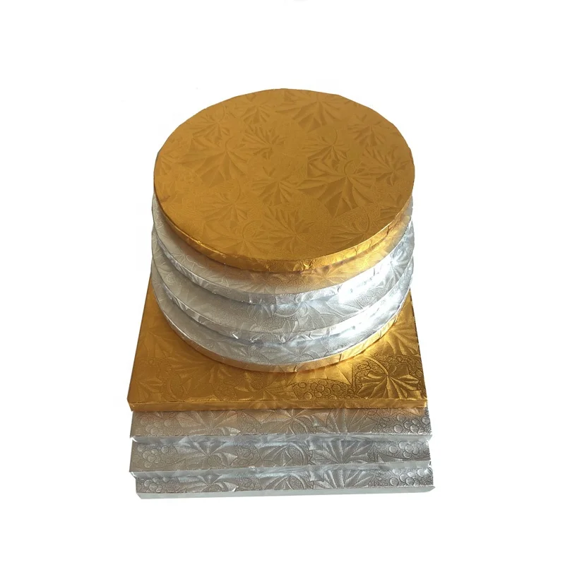 Factory Disposable Two Layer Durable 6 8 10 12 inch Silver Foil Corrugated Hard Cake Base Pad Board Circle Drum