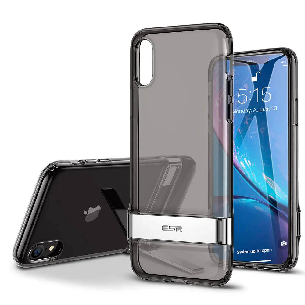 2018 Metal Kickstand Case Vertical and Horizontal Stand Soft TPU Bumper Transparent Cover case for iPhone XR 6.1 inch