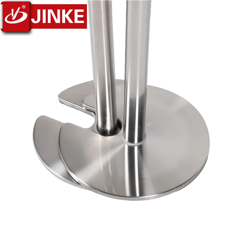 Removable Bollard Stainless Steel Upright Pole Retractable 2m Queue Barrier Cast Iron Round Base