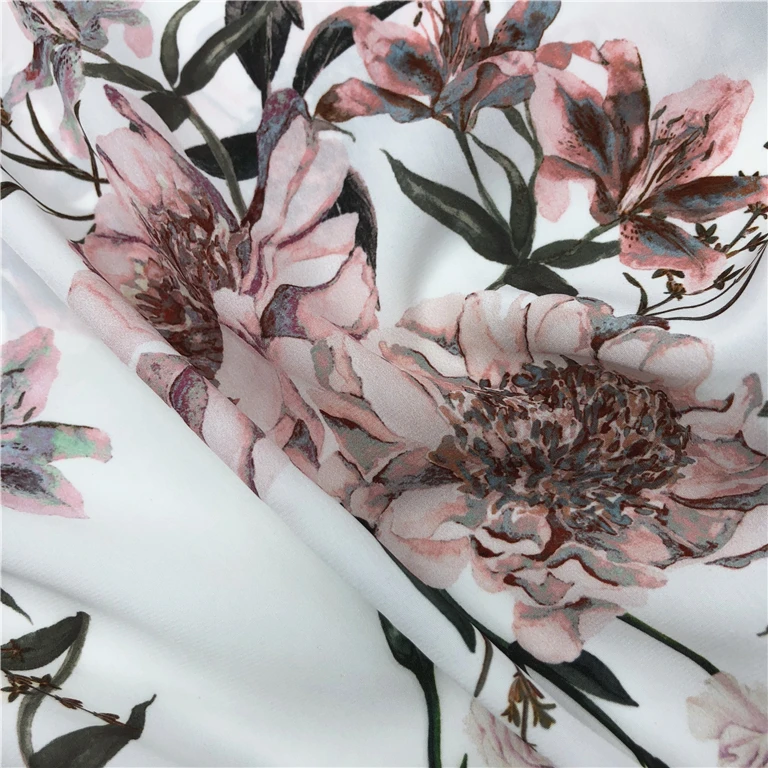 Suppliers High Quality 100 Polyester Satin Digital Printed Crepe Chiffon Brushed Fabric