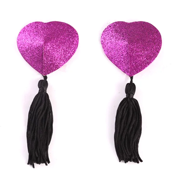 Wholesale sexy underwear black glitter heart nipple piercing pad, breast pasties