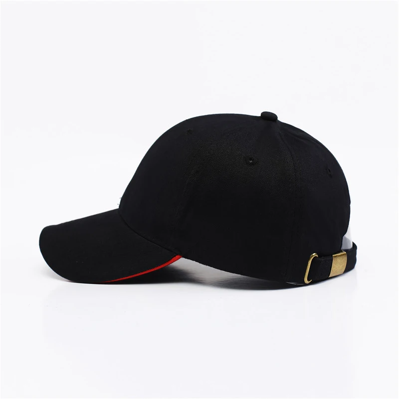 men black branded material baseball hat stylish  6 panel cap