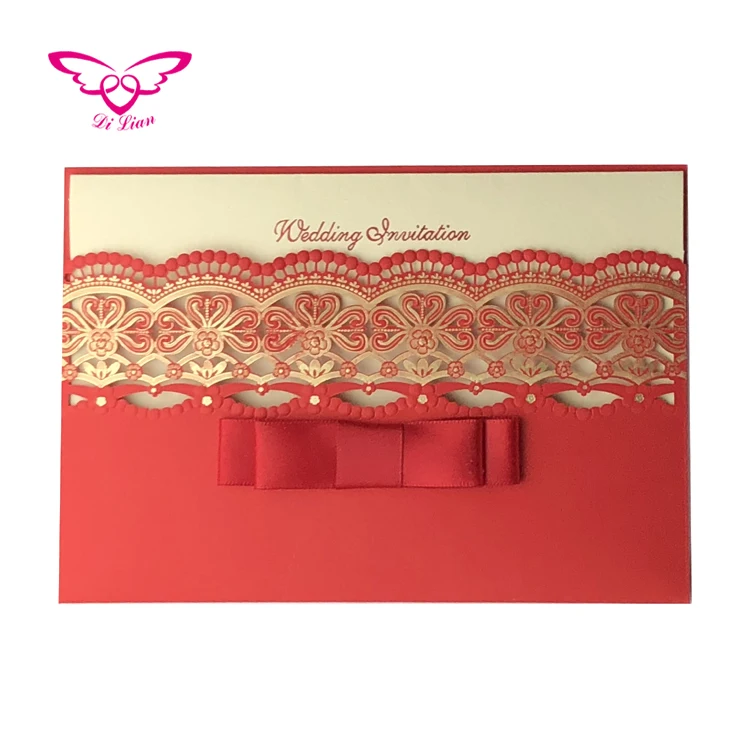 
Red Lace Wedding Invitations Laser Cut 