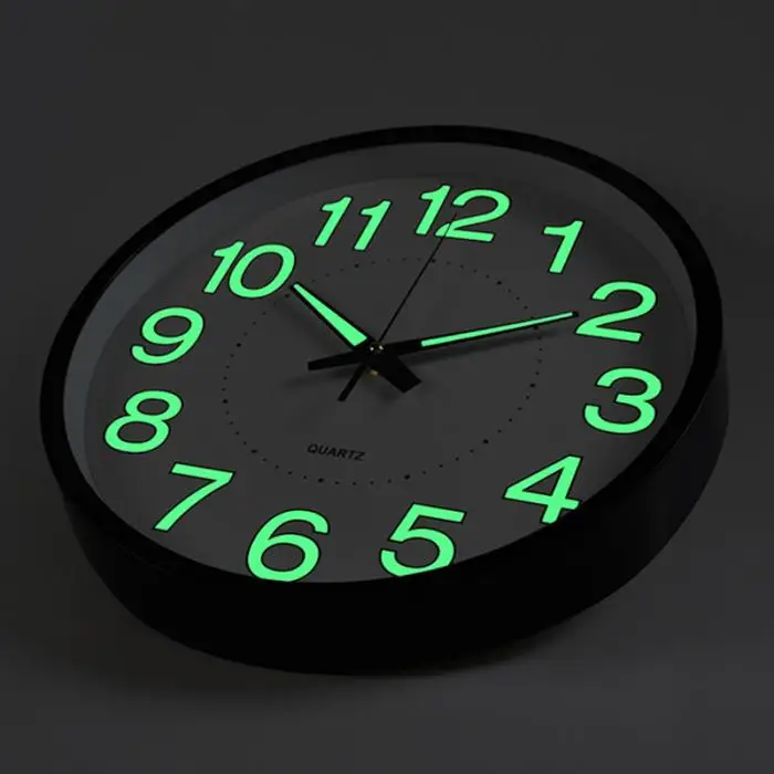 
12 Inch Simple Frame Night Glow Luminous Wall Clock  (60795883128)