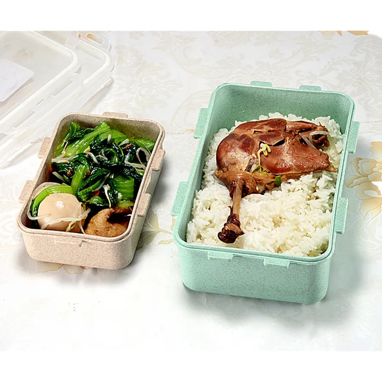 
High Quality Custom Wheat Straw Material 1250ml Kids Food Container Lunchbox 