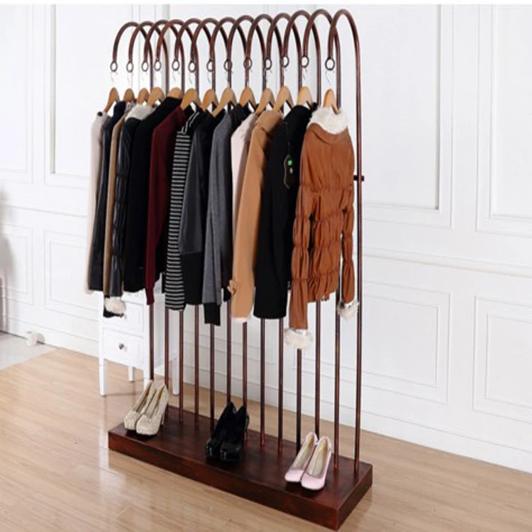 Retail Shop Design Clothing Store display showcase gold clothing rack for shop