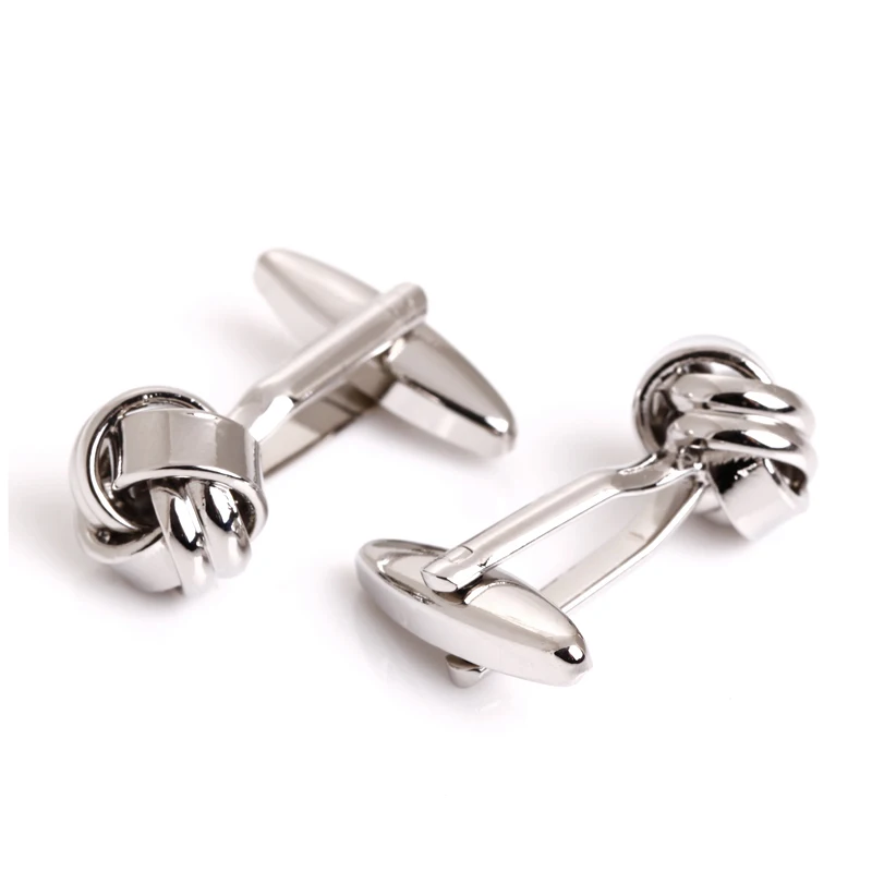 Серебристые, черные запонки с узлом, мужская рубашка, медная Новинка, закрученные Дизайнерские пуговицы для манжет, ювелирные изделия для свадьбы и помолвки