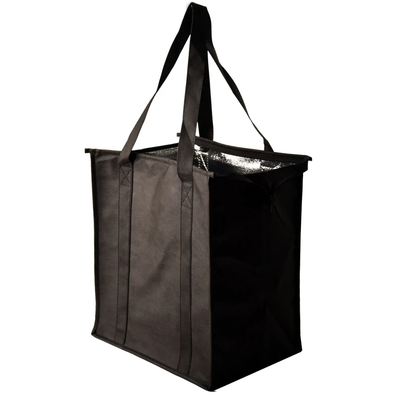 Chocolate Disposable Reusable Cake Commercial Insulated Black Grocery Bag For Frozen Food
