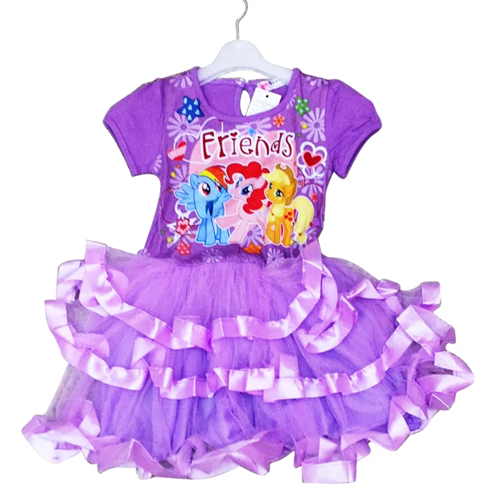 Latest design summer girls tutu dress hot selling cartoon short kids dress