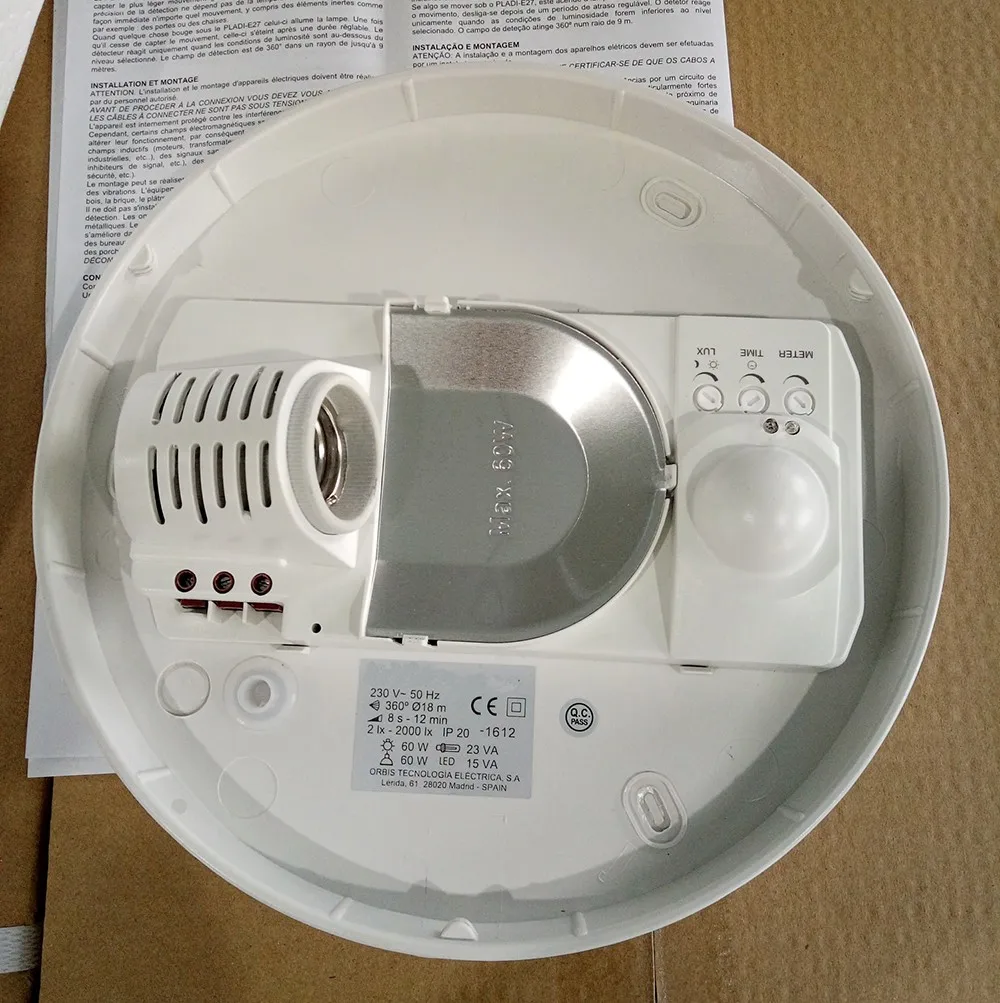 microwave sensor glass E27 ceiling light