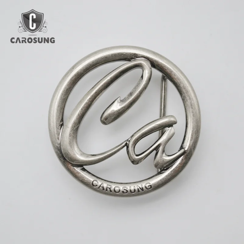 Carosung под заказ с буквенным логотипом, античные Твердые Латунные Пряжки, частные этикетки, круглые женские пряжки для ремня, 38 мм