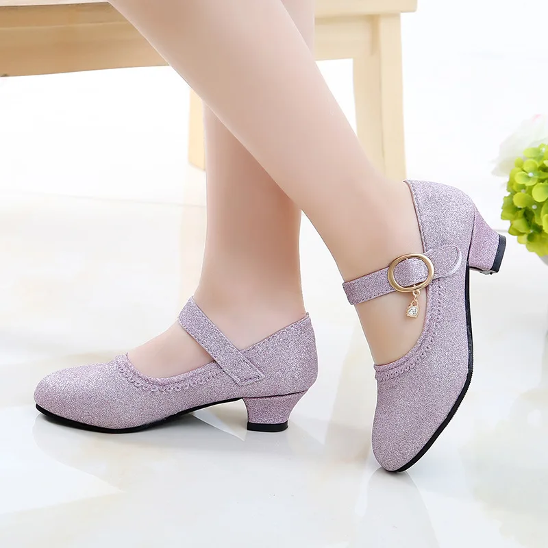 2019 Spring New Lady  Student Fashion High Heel Girl Leather Princess Shoe