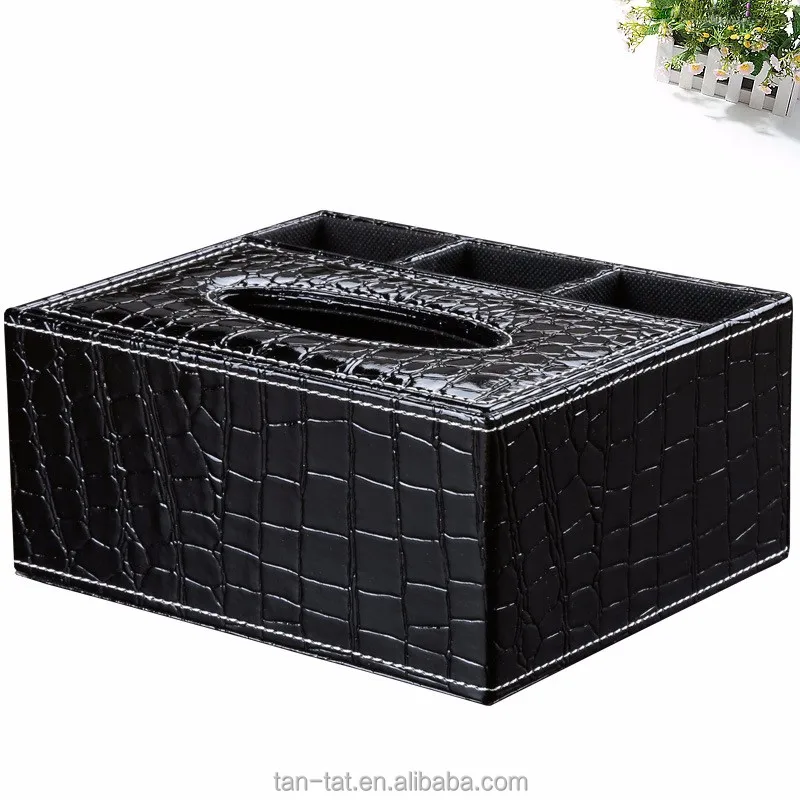 Genuine Leather Desk Tidy Remote Control Phone Pen Holder