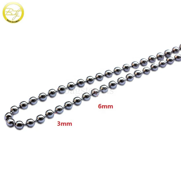 Wholesale silver color metal roller chain clasp decoration metal ball chains for bag strap