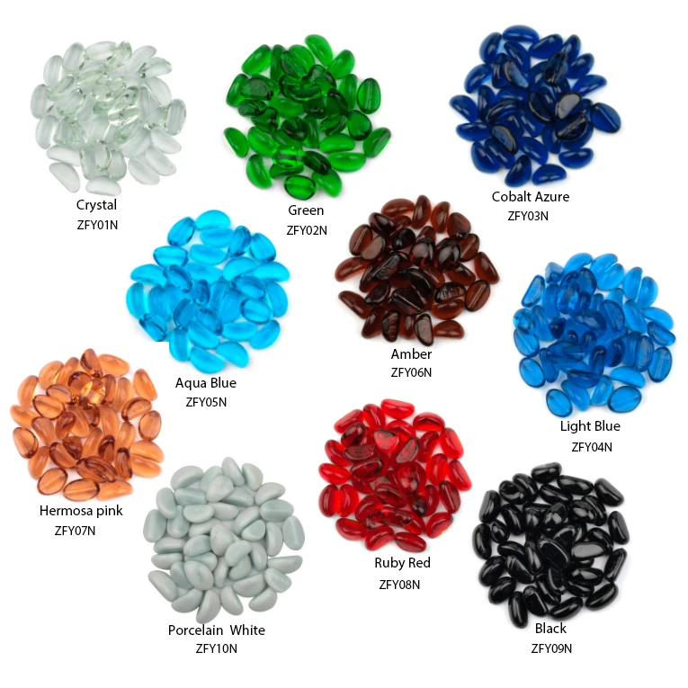 Colorful Cashew Crystal Shape Fire Pit Glass for Stove Fireplace Decoration