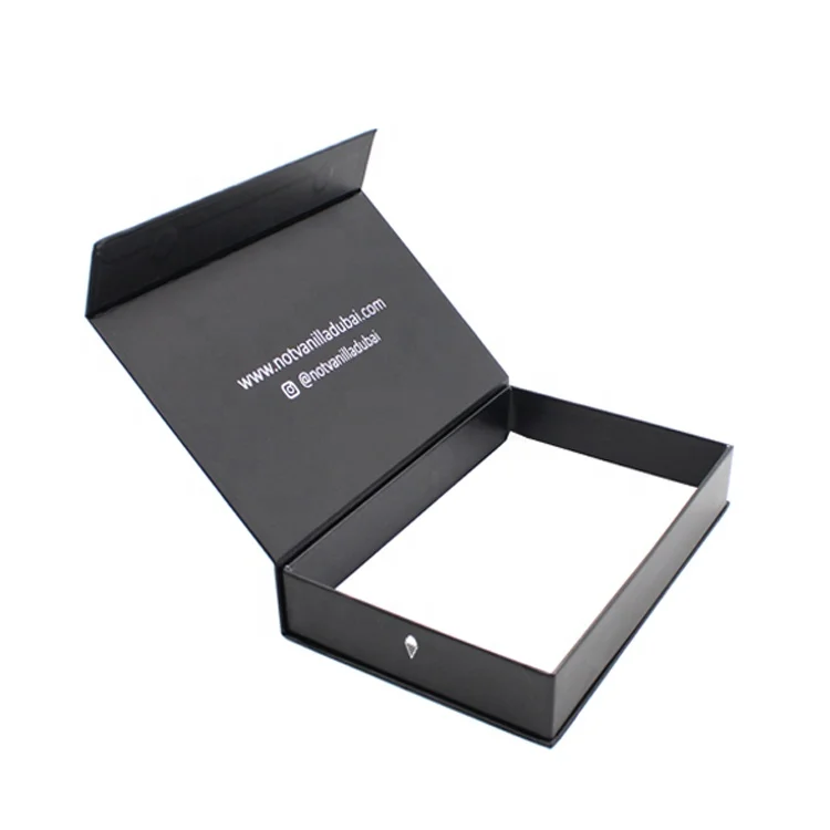 Customized logo cardboard black magnetic gift box with magnet closure Guangzhou Manufacturer