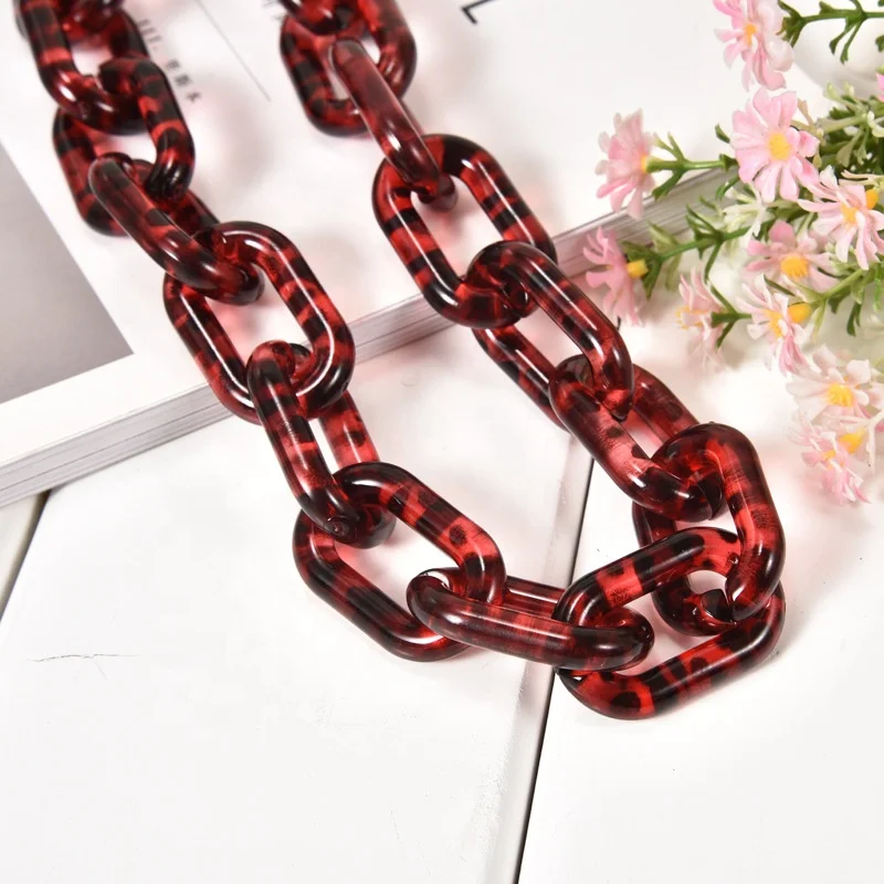 
Fashion Clear U shaped 40*25mm Acrylic Chain Transparent Plastic Resin Chain Necklace Bag Accessories for Women Shoulder bag 