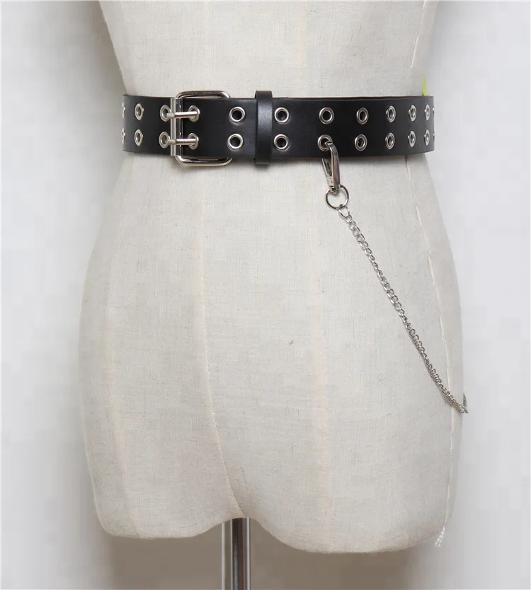 wholesale Double exhaust eye design waist belt for ladies fashion belt chain punk rivet decoration